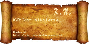 Kódor Nikoletta névjegykártya