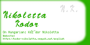 nikoletta kodor business card